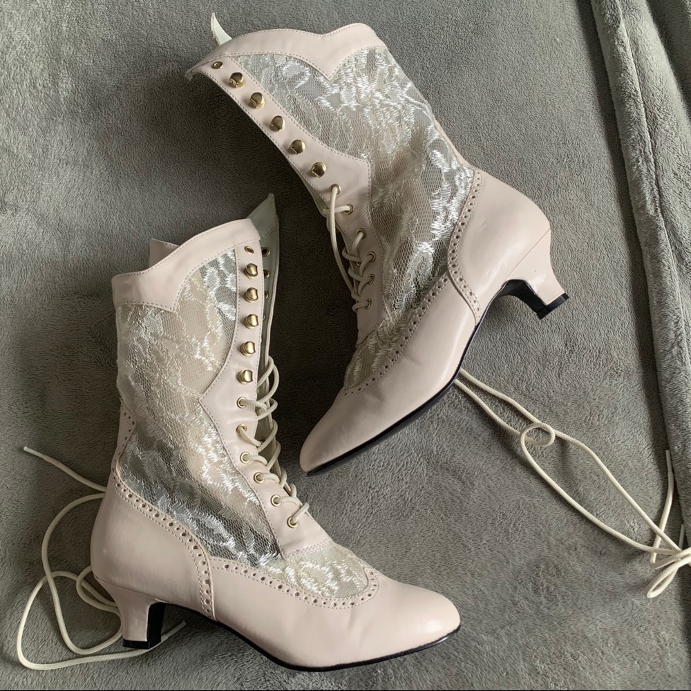Victorian Lace Up Bridal Boots